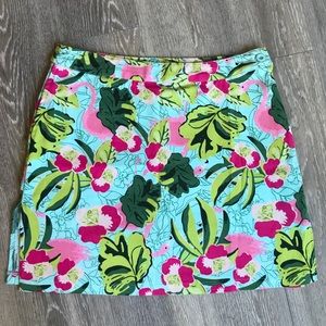 Golf or Casual Wear Skort, Tropical Flamingo Flowers